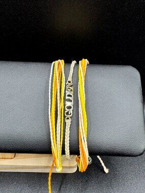 Pura Vida Golden Charm Yellow Sunshine Summer Surf Boho Bracelet Stack